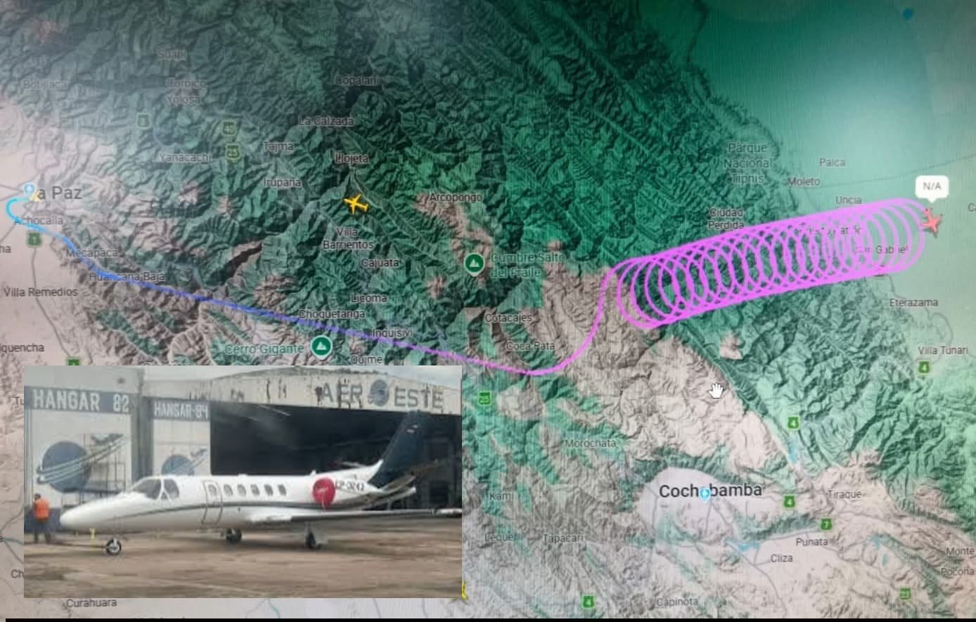 Ruta recorrida y giros realizados por la aeronave.